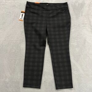 DALIA‎ Pants Women 2XL Black Plaid Built-in Tummy Control Panel High Rise Career